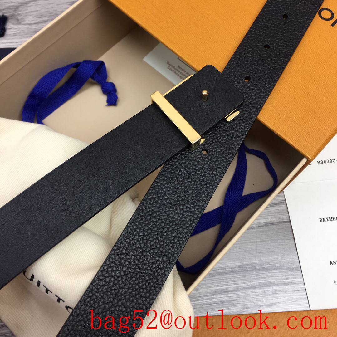 lv Louis Vuitton black precious 30mm leather belt M0480W v gold