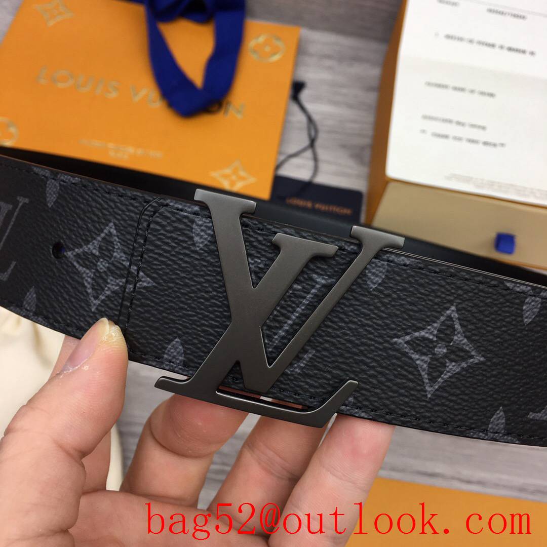 lv Louis Vuitton 40mm black monogram matte buckle reversible belt