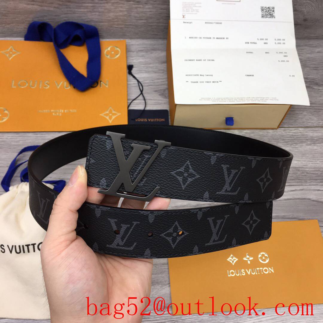 lv Louis Vuitton 40mm black monogram matte buckle reversible belt