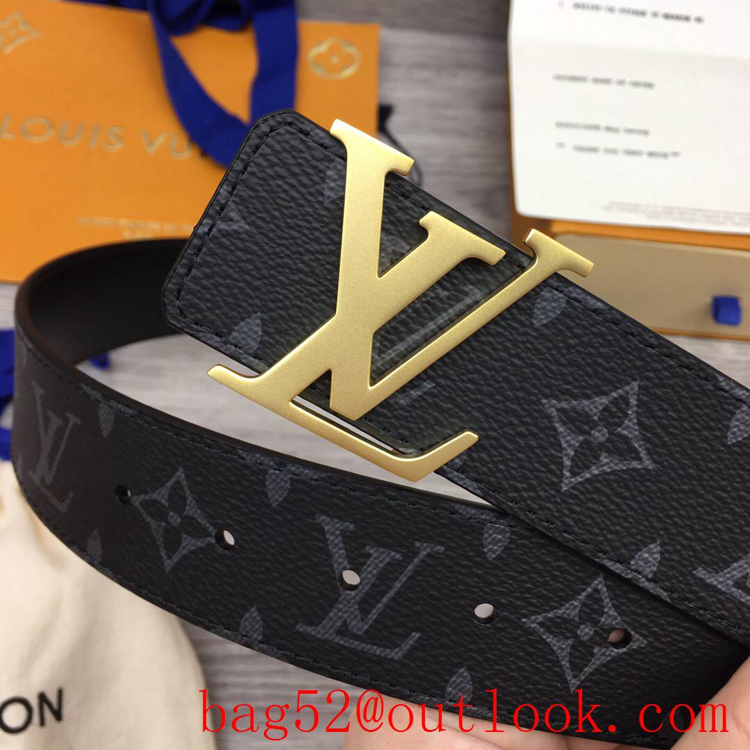 lv Louis Vuitton 40mm black monogram gold buckle reversible belt