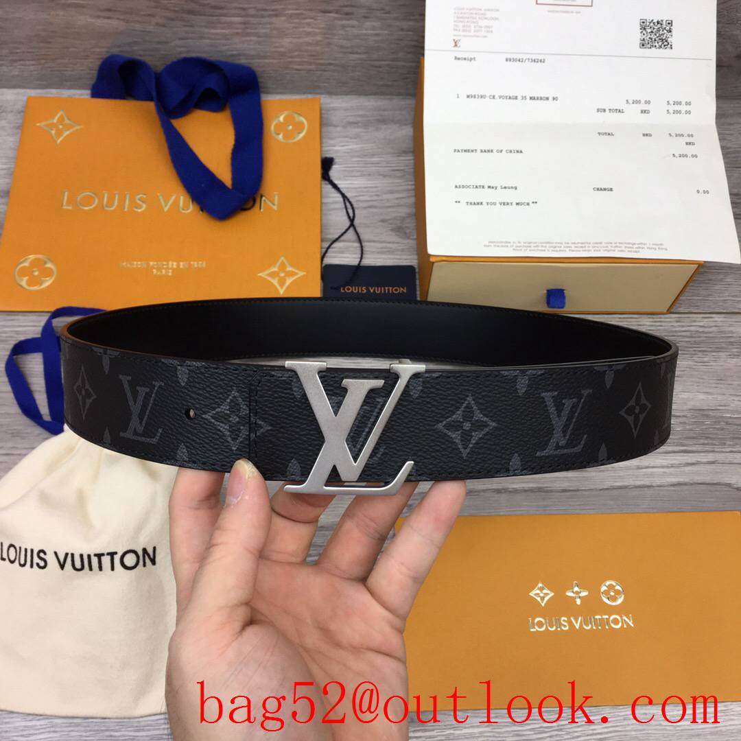 lv Louis Vuitton 40mm black monogram matte gold buckle reversible belt