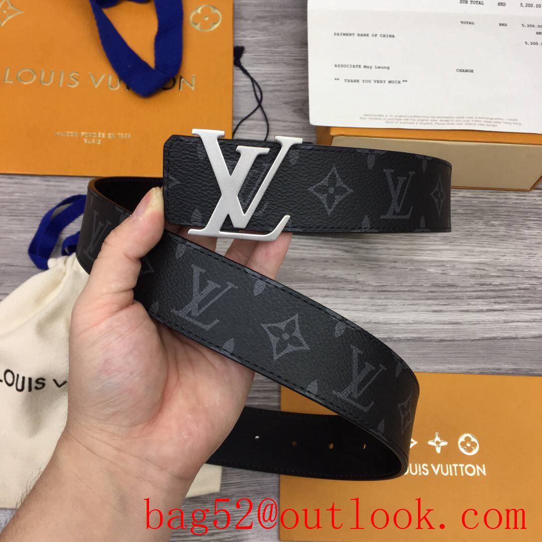 lv Louis Vuitton 40mm black monogram matte gold buckle reversible belt
