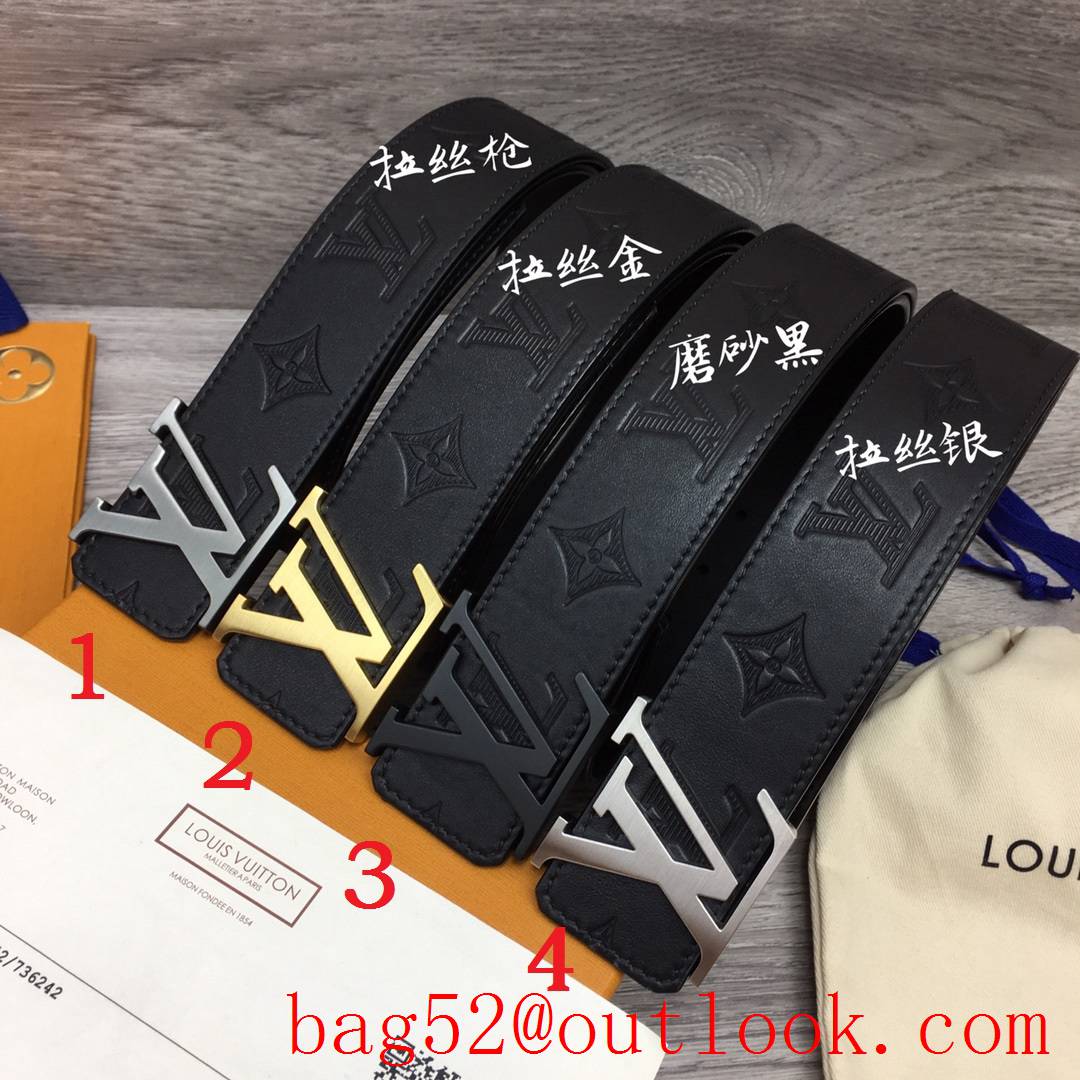 lv Louis Vuitton 40mm black Embossing leather belt M0032 4 colors