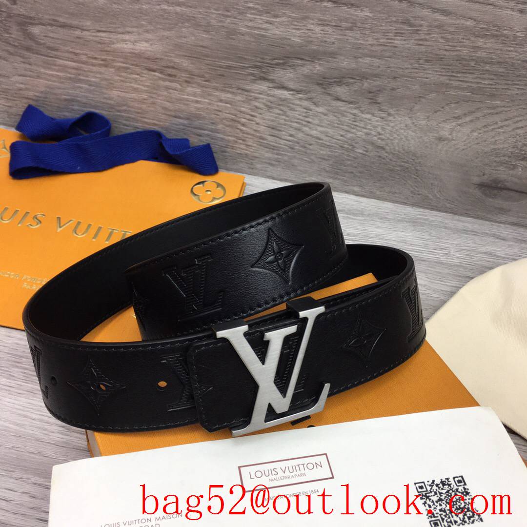 lv Louis Vuitton 40mm black Embossing leather belt M0032 4 colors