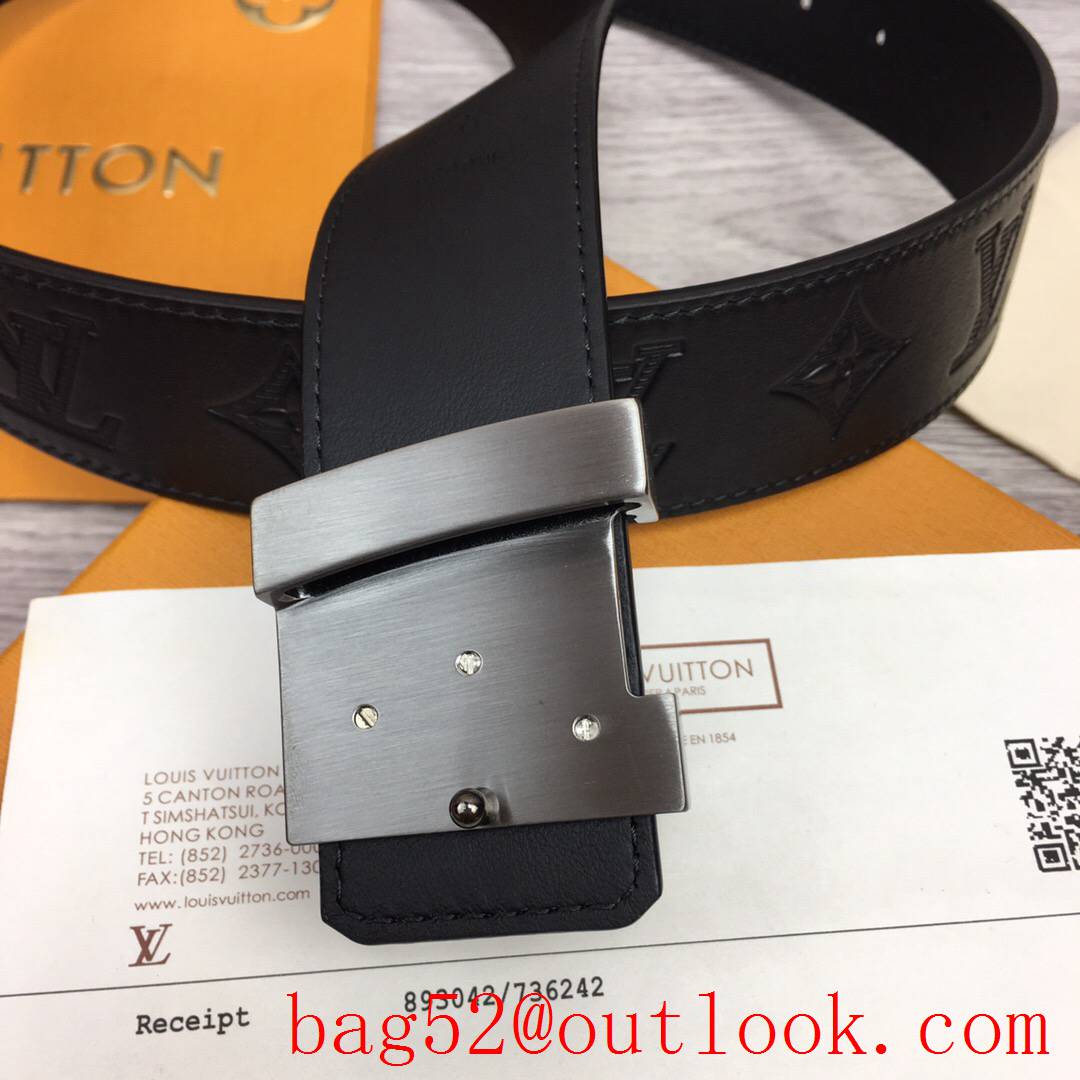 lv Louis Vuitton 40mm black Embossing leather belt M0032 4 colors