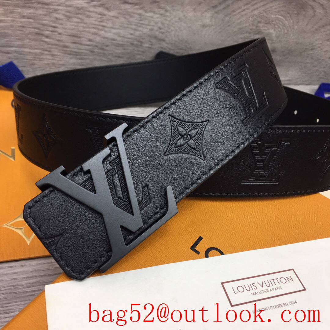 lv Louis Vuitton 40mm black Embossing leather belt M0032 4 colors