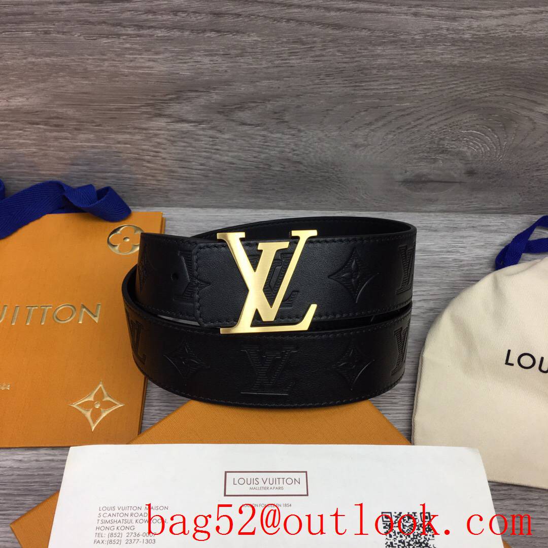 lv Louis Vuitton 40mm black Embossing leather belt M0032 4 colors