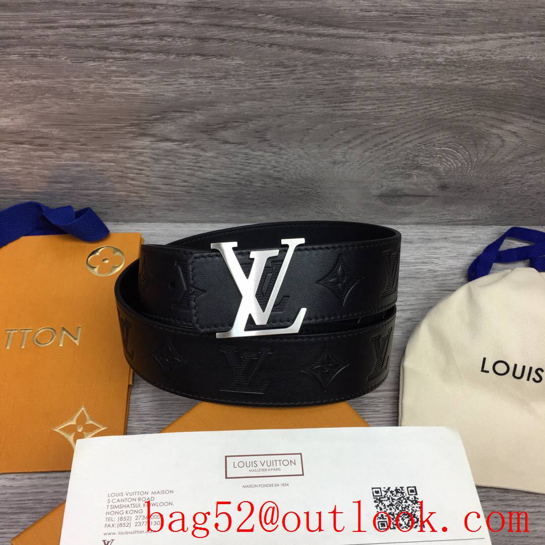 lv Louis Vuitton 40mm black Embossing leather belt M0032 4 colors