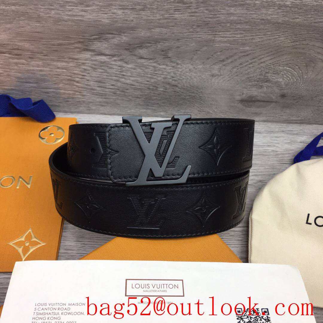 lv Louis Vuitton 40mm black Embossing leather belt M0032 4 colors