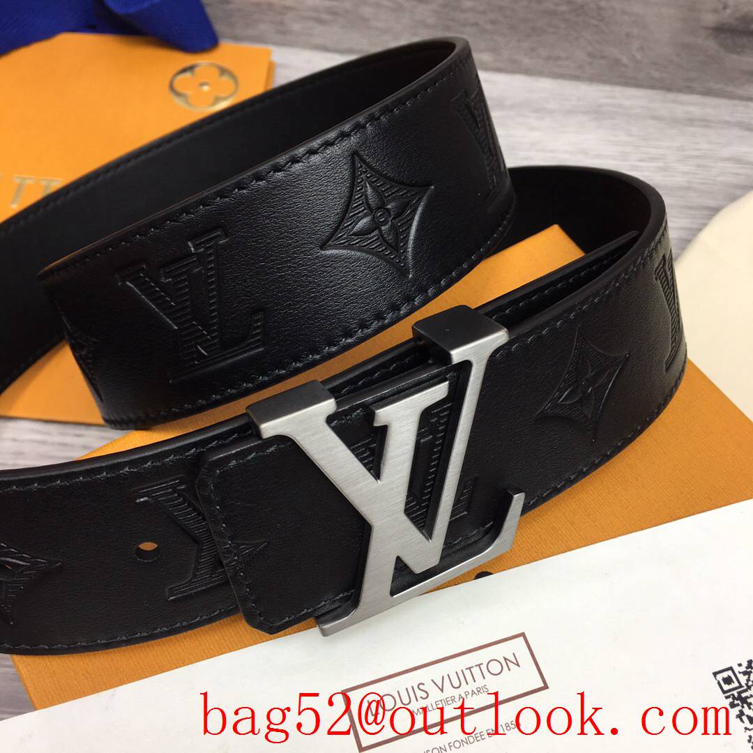 lv Louis Vuitton 40mm black Embossing leather belt M0032 4 colors