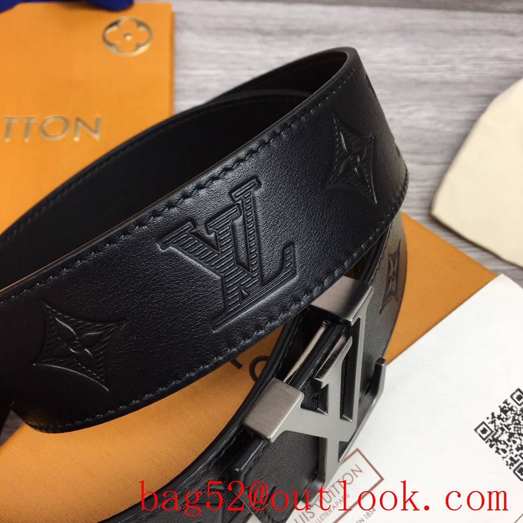 lv Louis Vuitton 40mm black Embossing leather belt M0032 4 colors