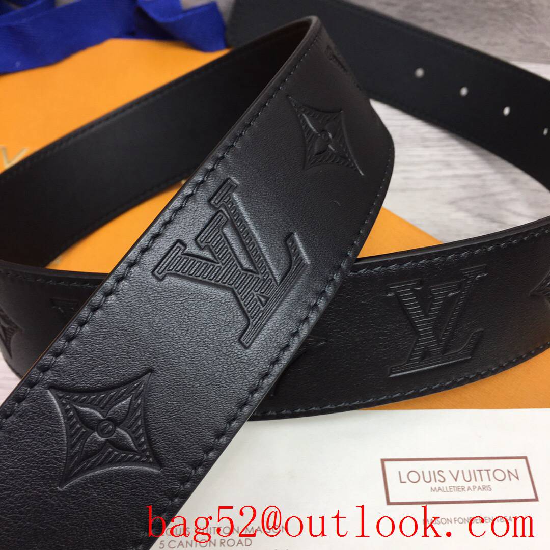 lv Louis Vuitton 40mm black Embossing leather belt M0032 4 colors