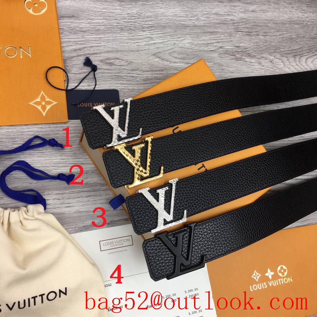 lv Louis Vuitton 40mm black togo frosted leather initiales buckle belt 4 colors
