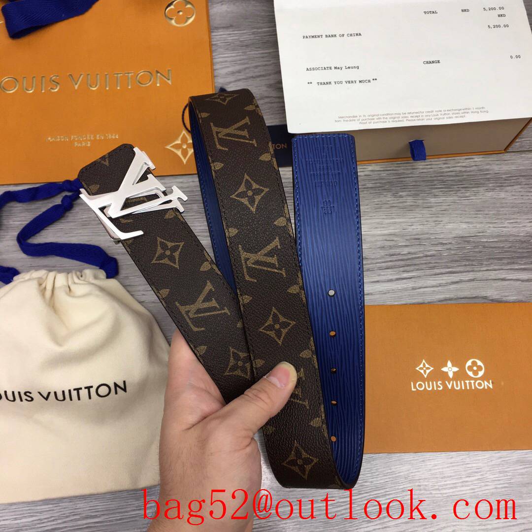 lv Louis Vuitton 40mm monogram leather shake buckle belt 2 colors