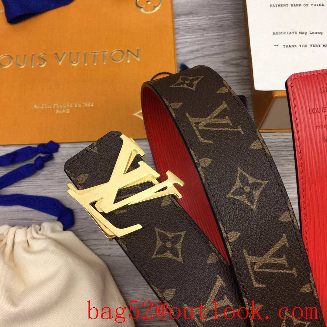 lv Louis Vuitton 40mm monogram leather shake buckle belt 2 colors