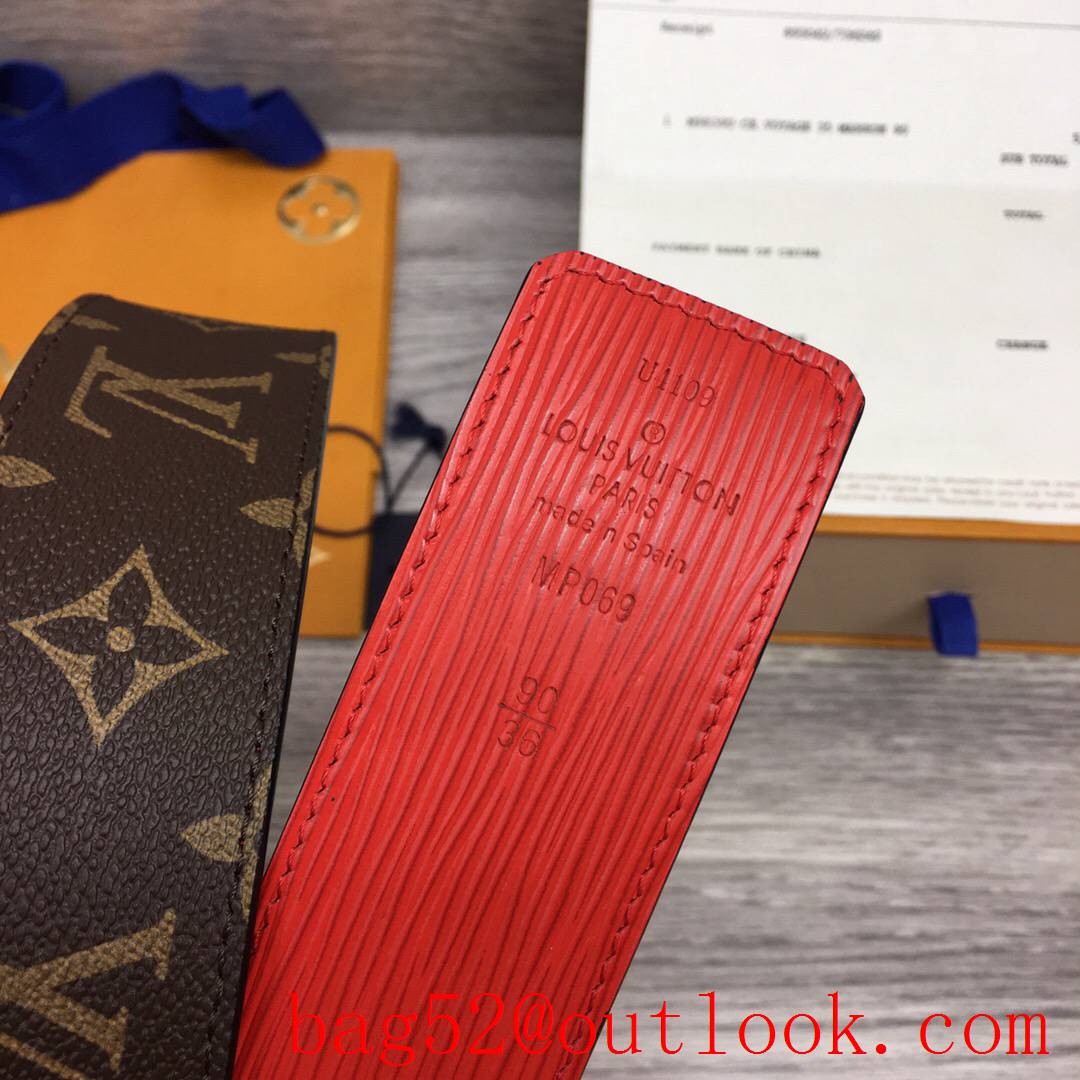 lv Louis Vuitton 40mm monogram leather shake buckle belt 2 colors