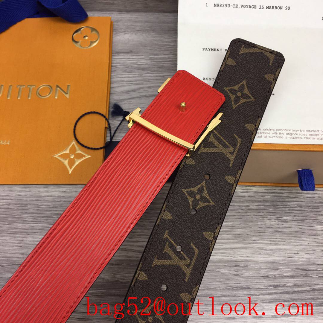 lv Louis Vuitton 40mm monogram leather shake buckle belt 2 colors