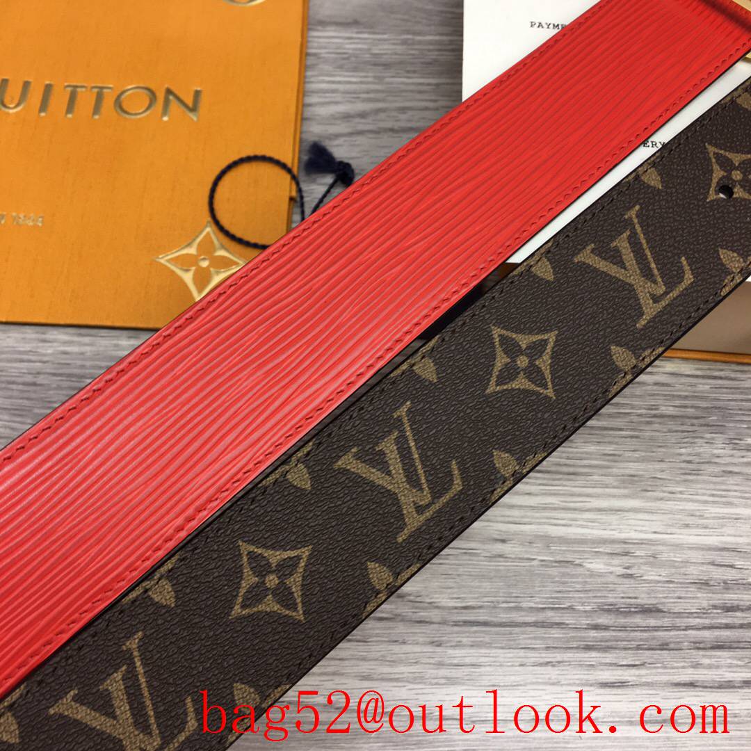 lv Louis Vuitton 40mm monogram leather shake buckle belt 2 colors