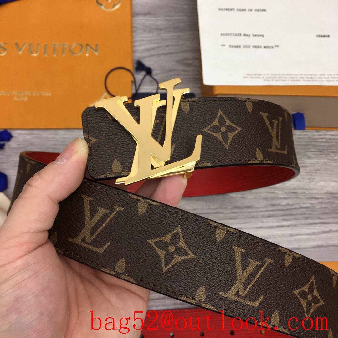 lv Louis Vuitton 40mm monogram leather shake buckle belt 2 colors