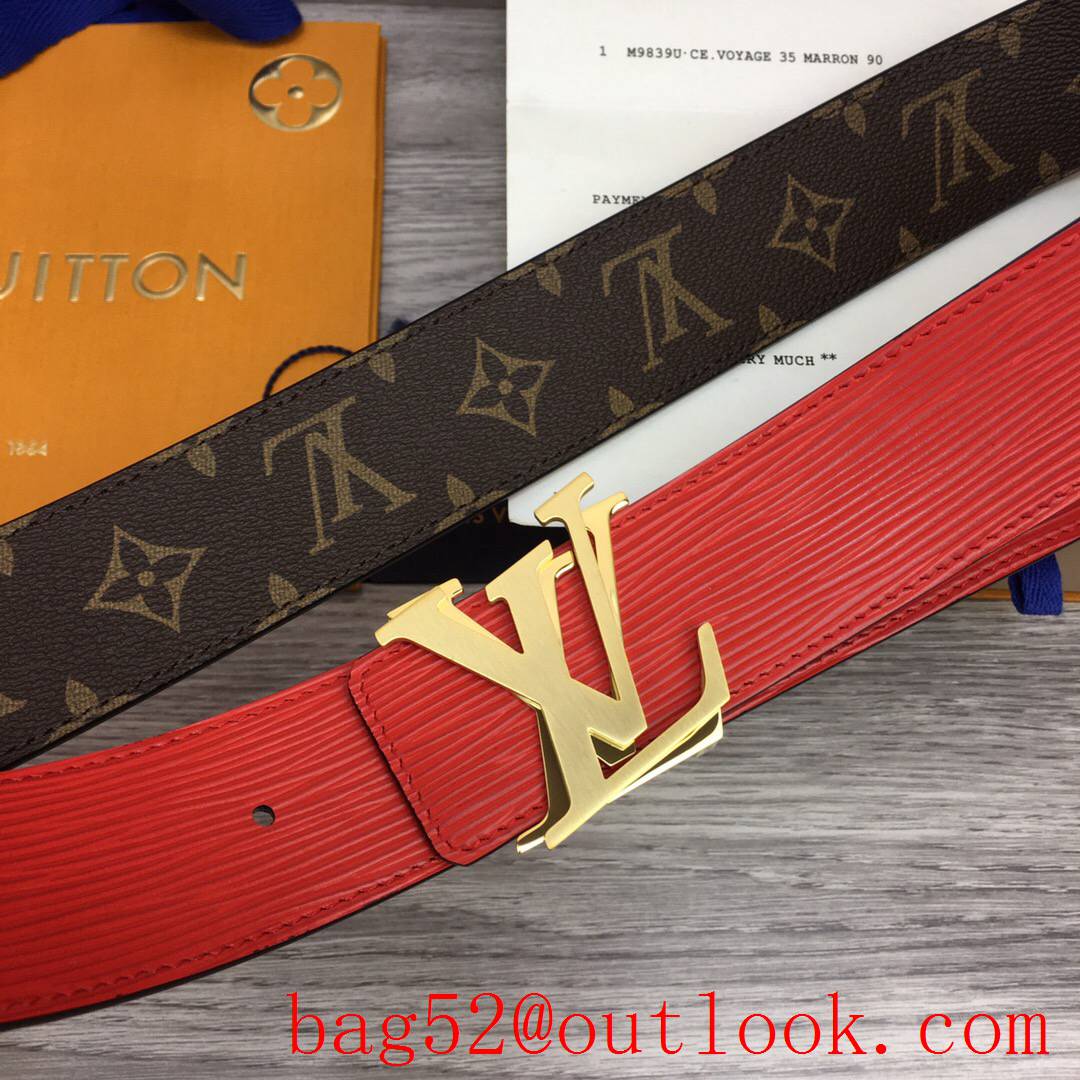 lv Louis Vuitton 40mm monogram leather shake buckle belt 2 colors