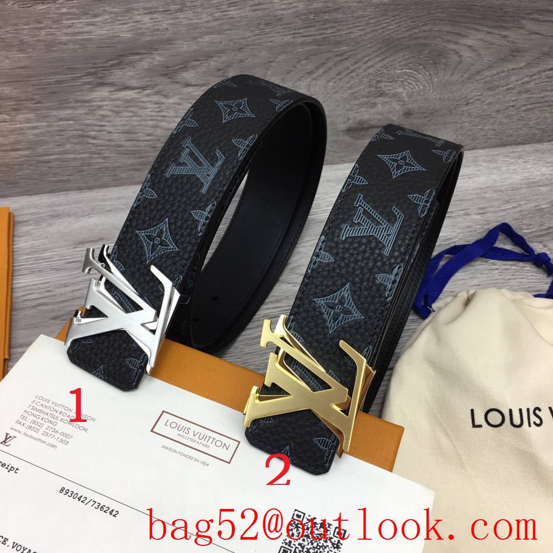 lv Louis Vuitton 40mm black togo monogram leather shake buckle reversible belt 2 colors