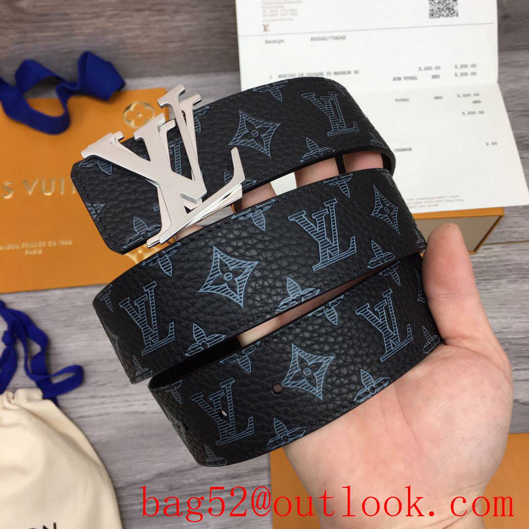 lv Louis Vuitton 40mm black togo monogram leather shake buckle reversible belt 2 colors