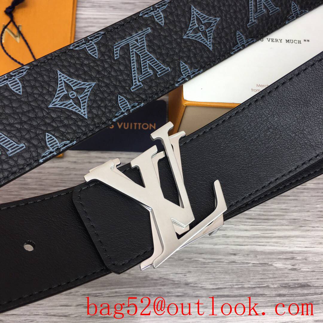 lv Louis Vuitton 40mm black togo monogram leather shake buckle reversible belt 2 colors