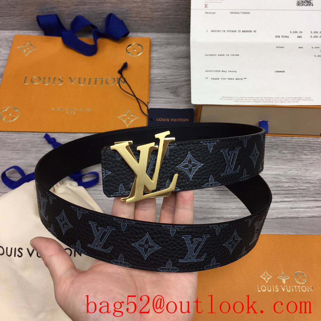 lv Louis Vuitton 40mm black togo monogram leather shake buckle reversible belt 2 colors