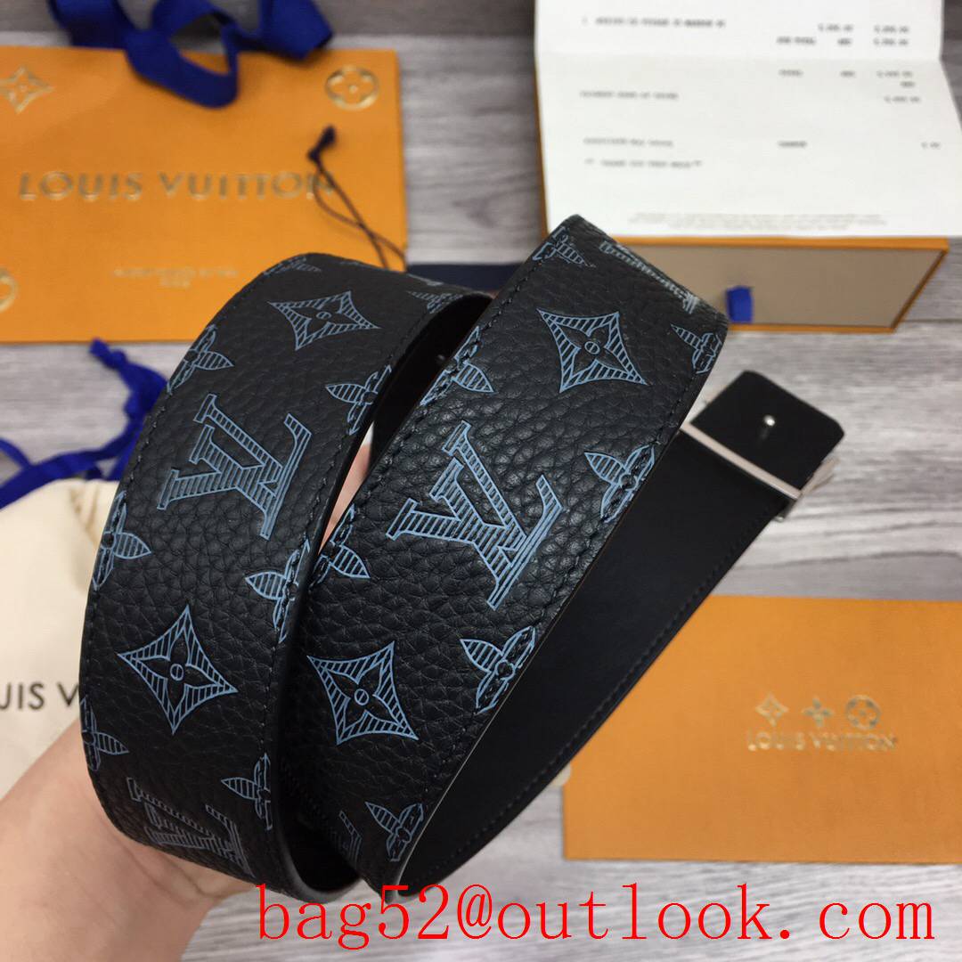 lv Louis Vuitton 40mm black togo monogram leather shake buckle reversible belt 2 colors