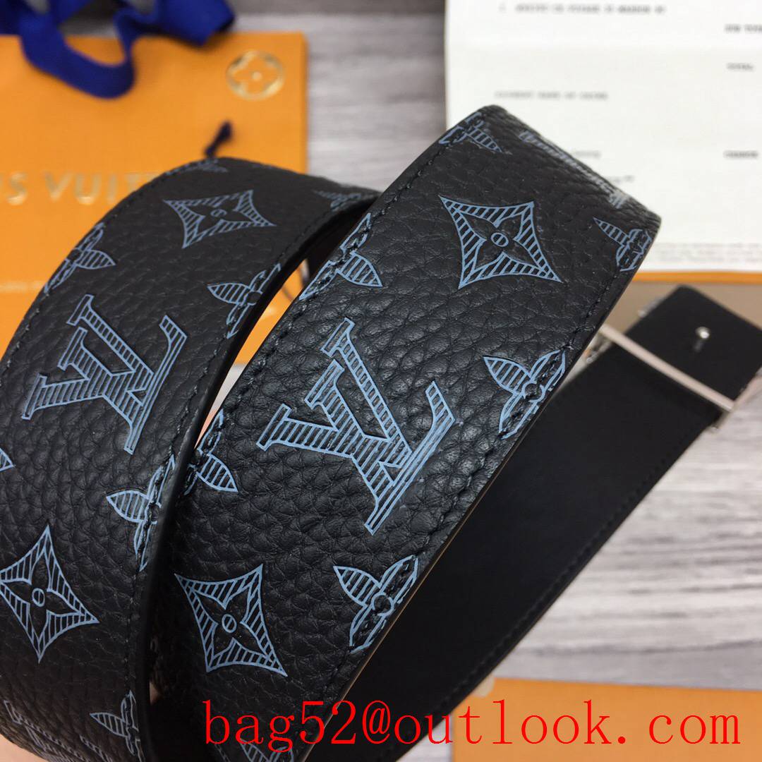 lv Louis Vuitton 40mm black togo monogram leather shake buckle reversible belt 2 colors