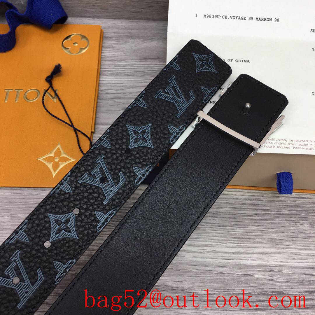 lv Louis Vuitton 40mm black togo monogram leather shake buckle reversible belt 2 colors