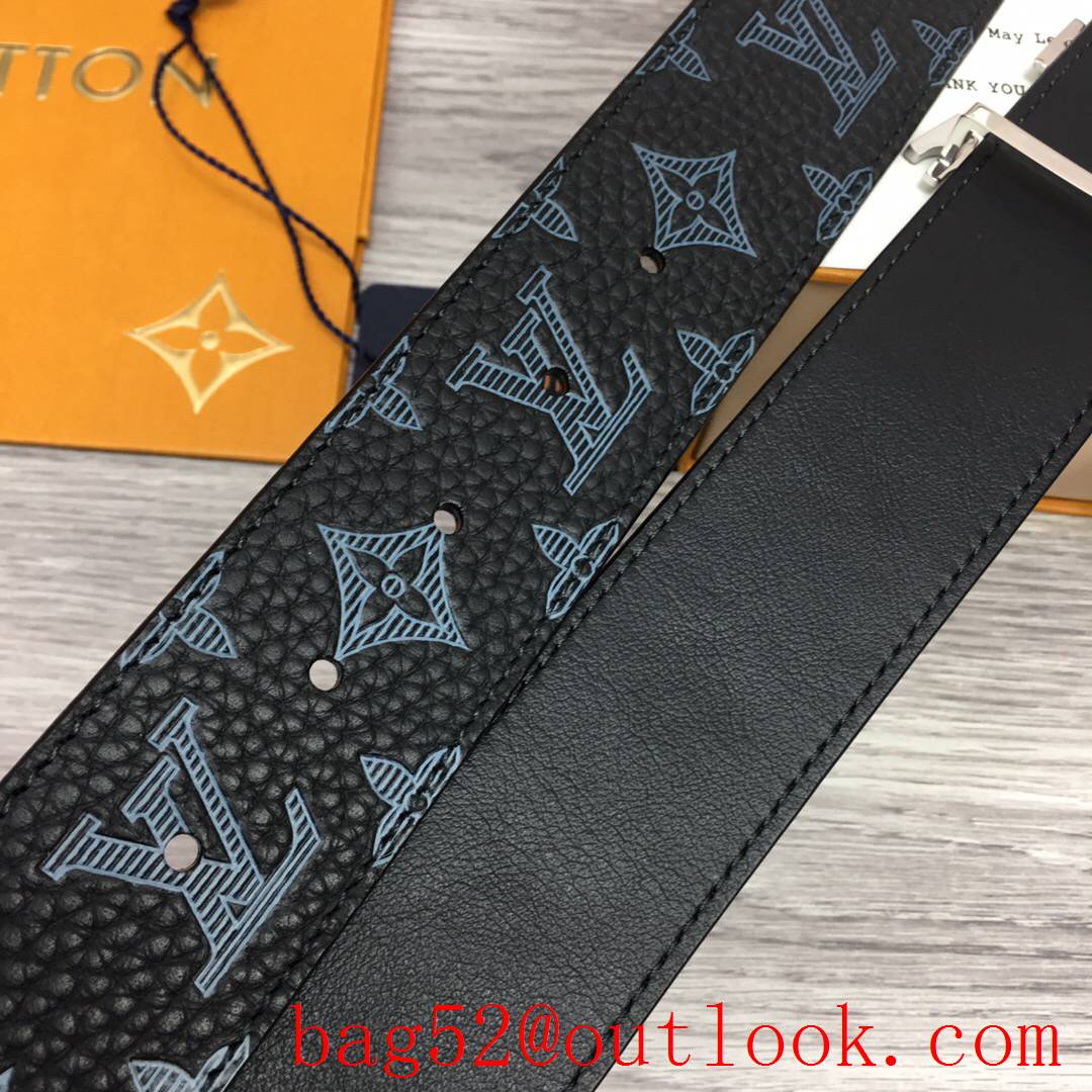 lv Louis Vuitton 40mm black togo monogram leather shake buckle reversible belt 2 colors