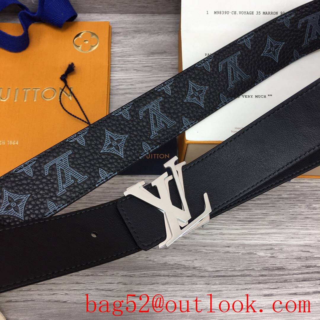 lv Louis Vuitton 40mm black togo monogram leather shake buckle reversible belt 2 colors