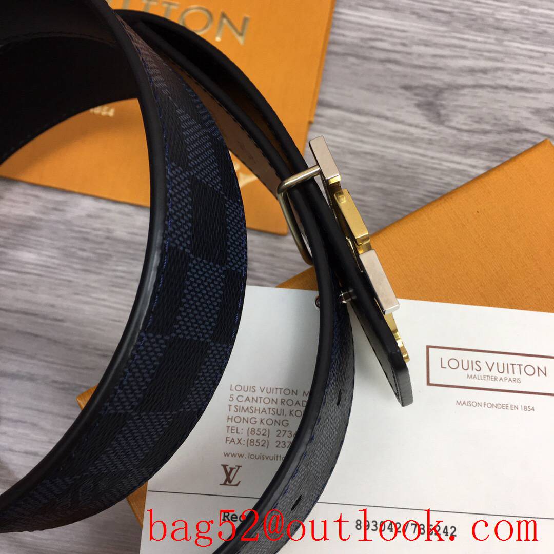 lv Louis Vuitton 40mm damier leather tri-color initiales buckle belt M0087 2 colors