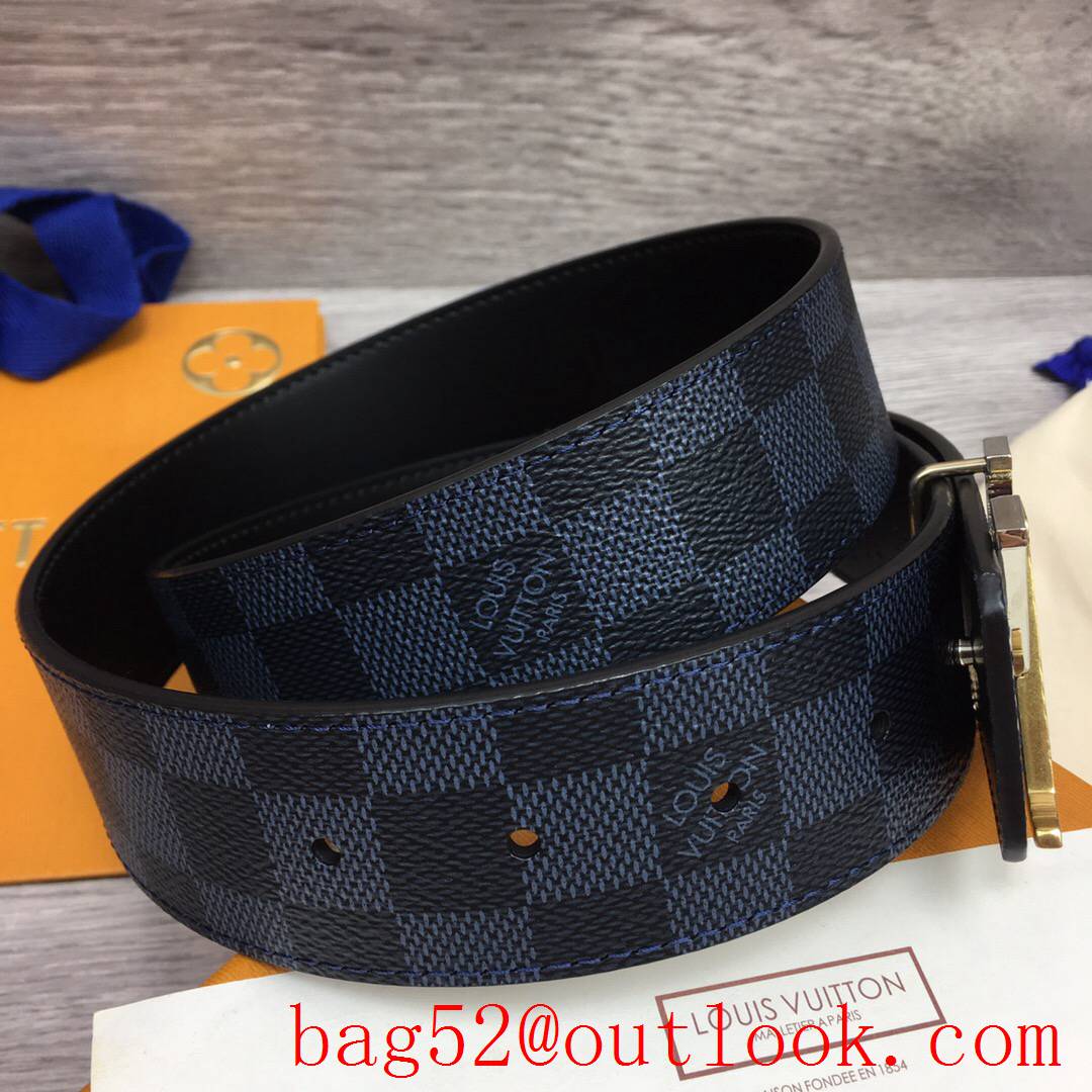 lv Louis Vuitton 40mm damier leather tri-color initiales buckle belt M0087 2 colors