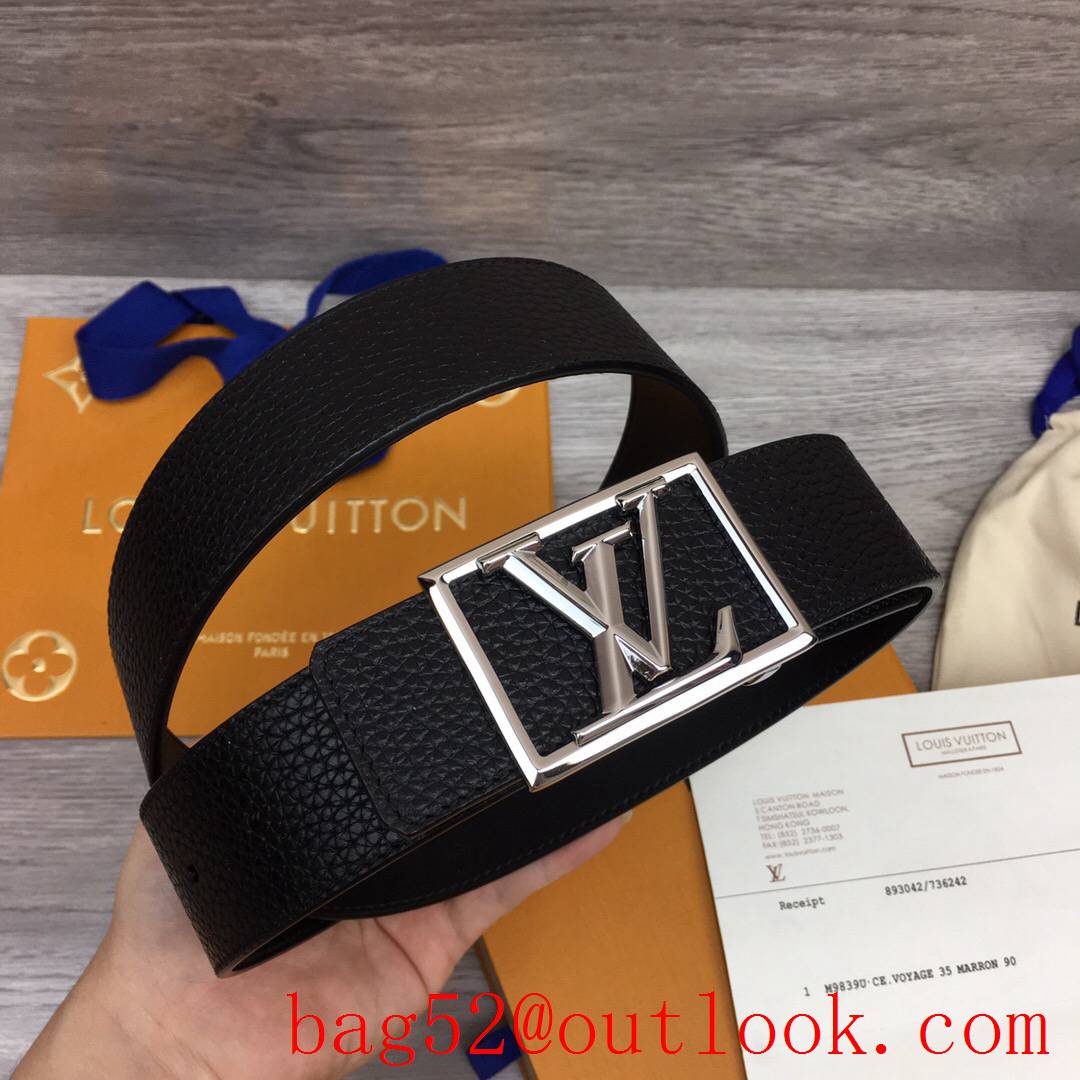 lv Louis Vuitton 40mm black togo leather sqare initiales buckle belt 3 colors