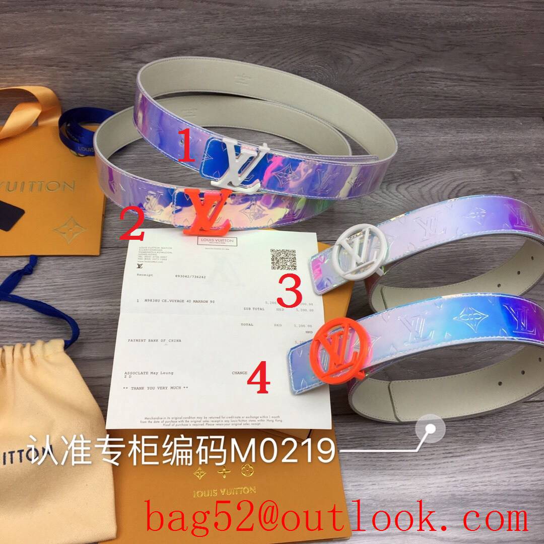 lv Louis Vuitton 40mm colorful leather initiales buckle belt M0219 4 colors