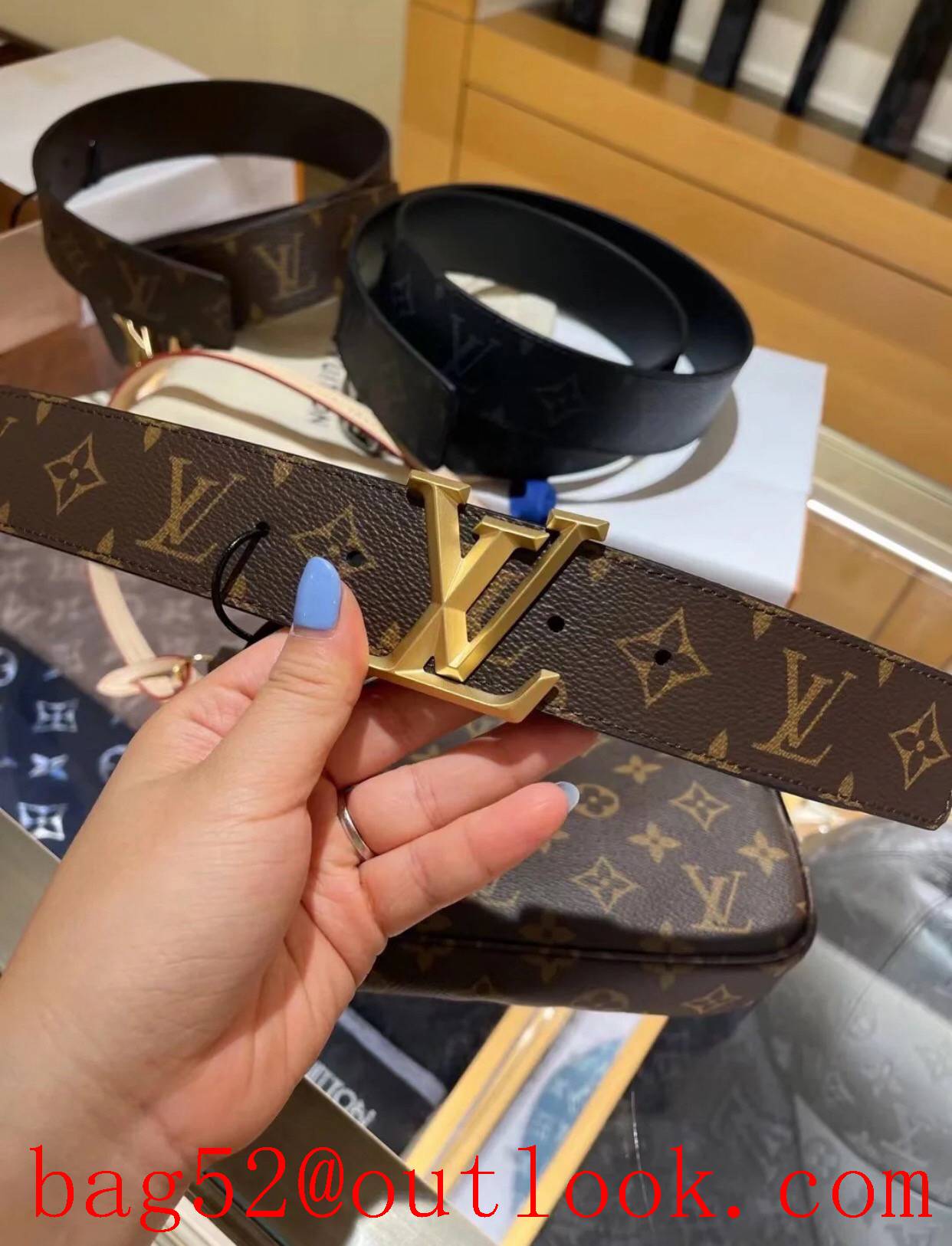 lv Louis Vuitton 40mm new leather belt M0422U 6 colors