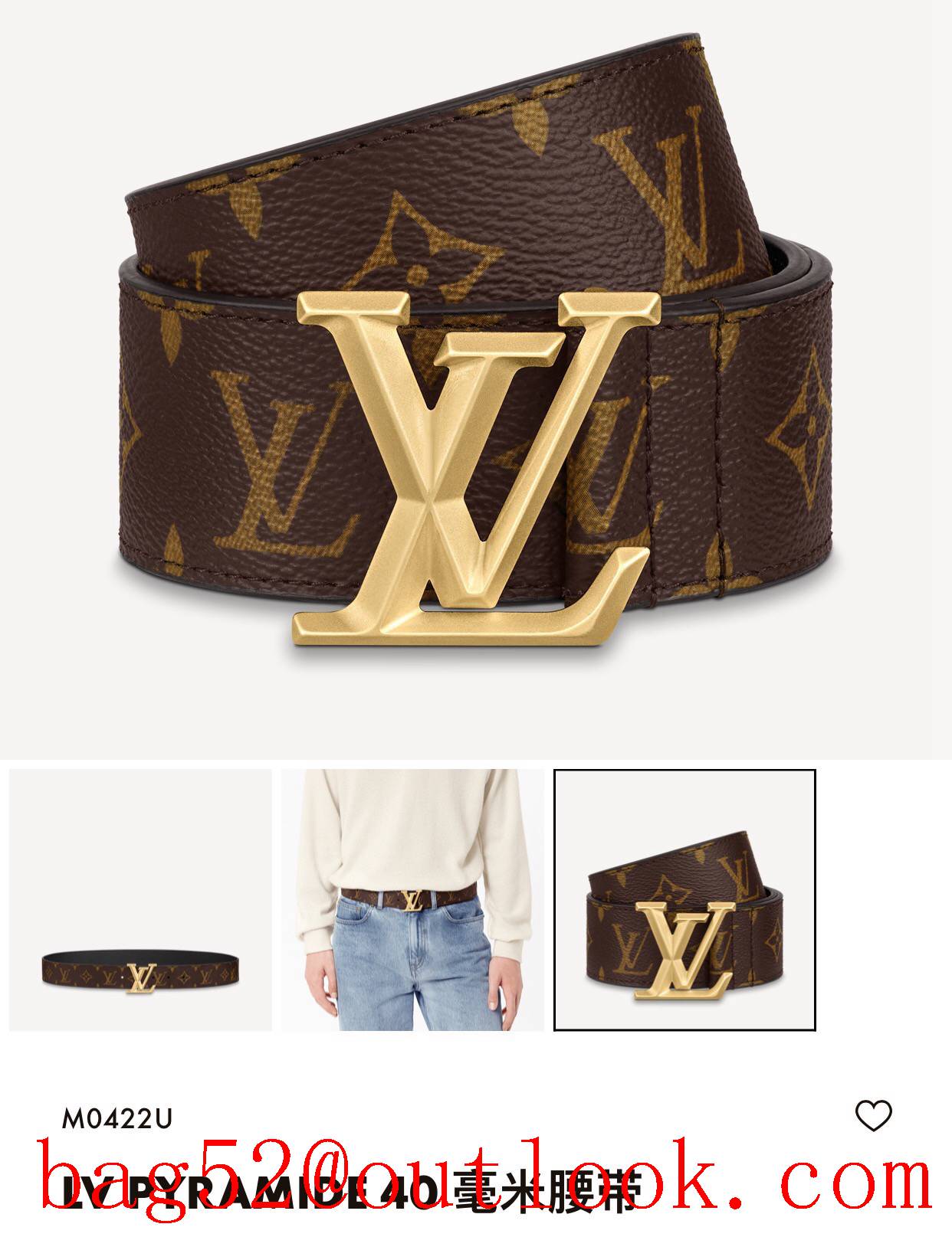 lv Louis Vuitton 40mm new leather belt M0422U 6 colors