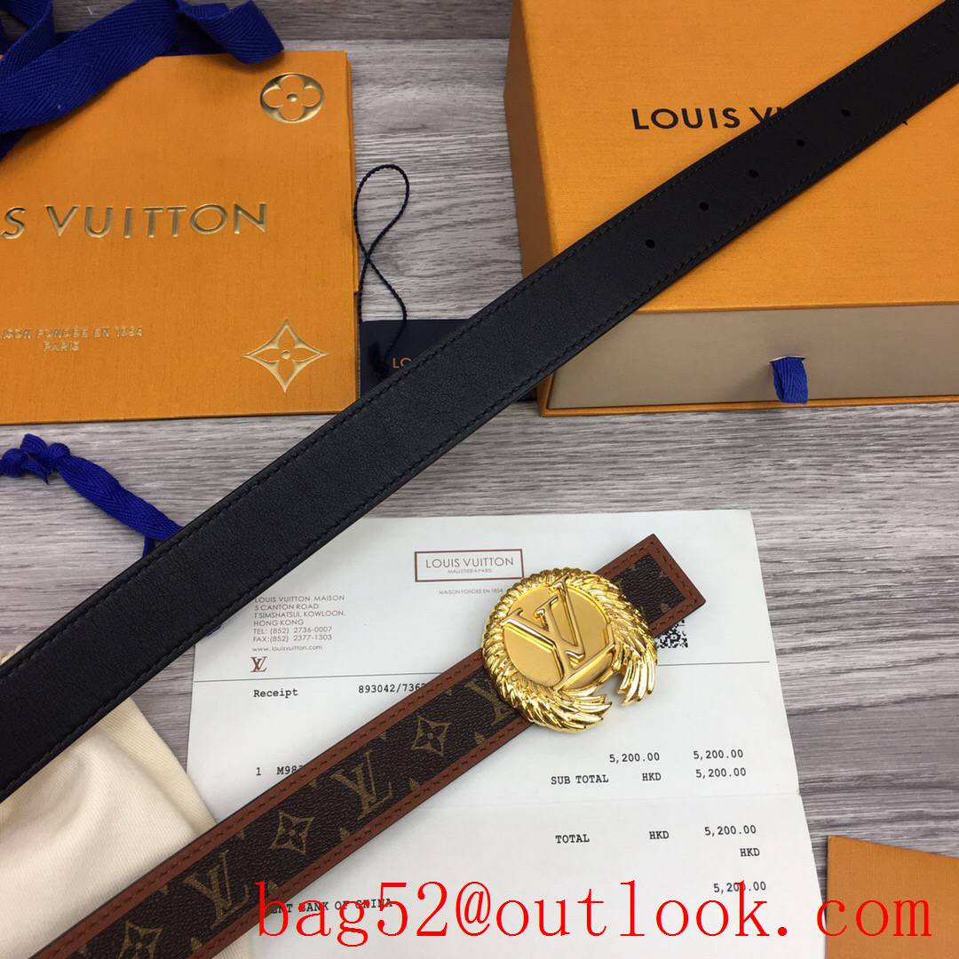 lv Louis Vuitton 30mm chain monogram reversible circle buckle belt M0386W