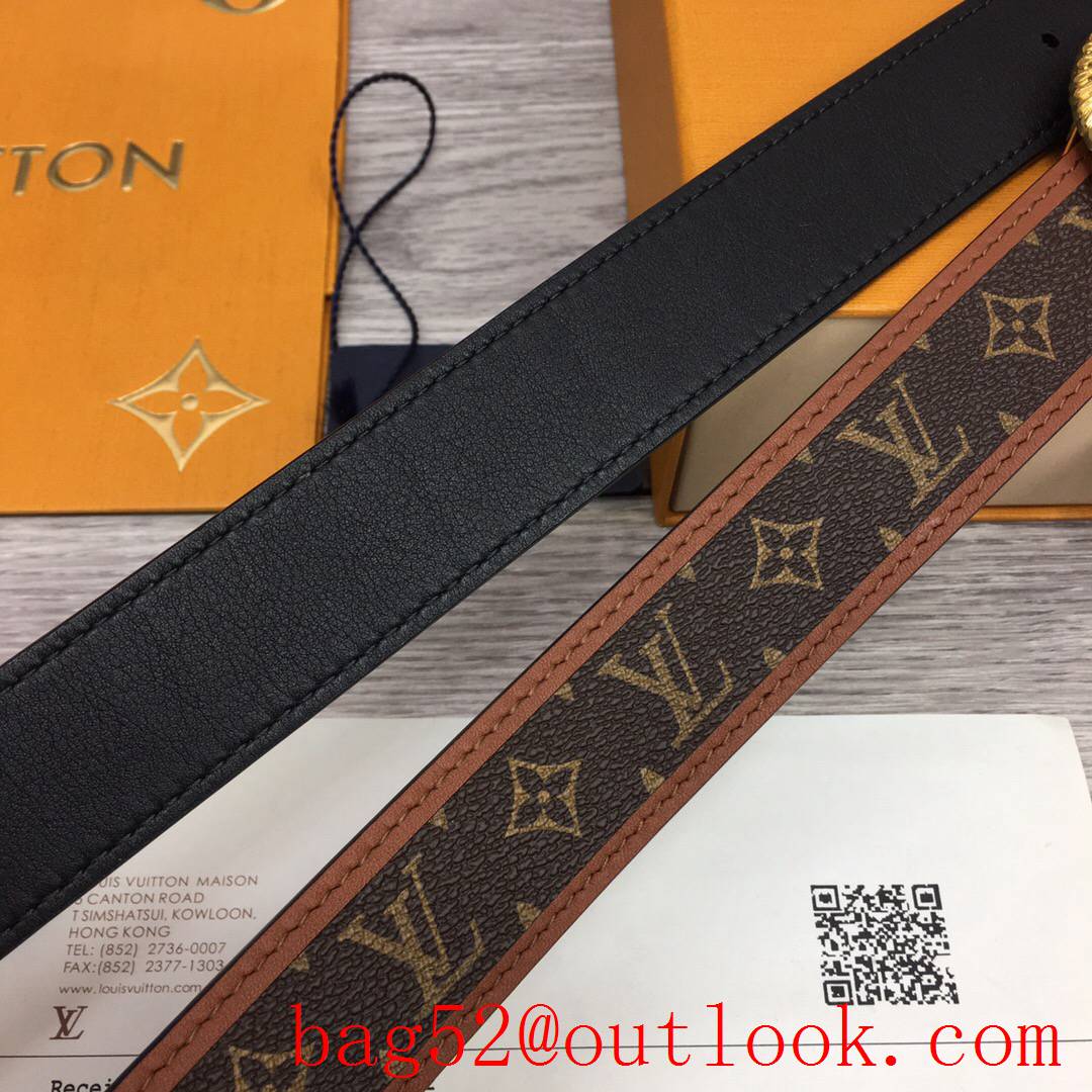 lv Louis Vuitton 30mm chain monogram reversible circle buckle belt M0386W