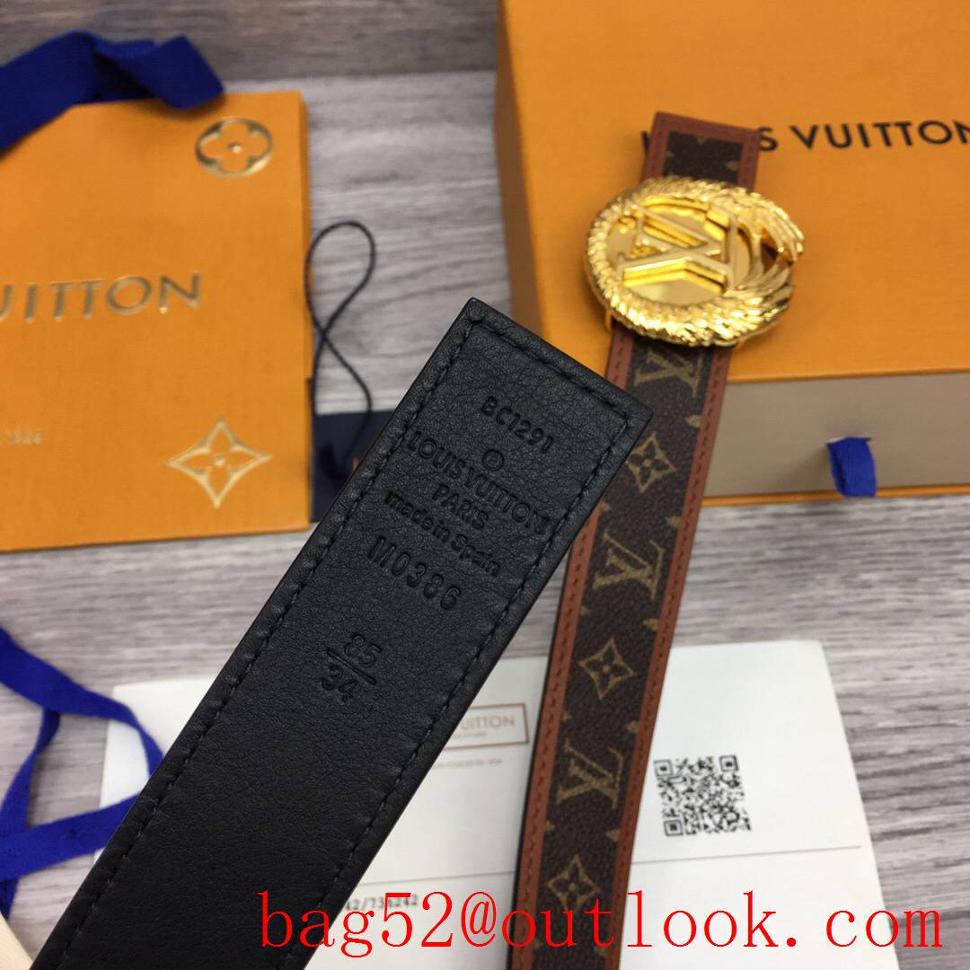 lv Louis Vuitton 30mm chain monogram reversible circle buckle belt M0386W