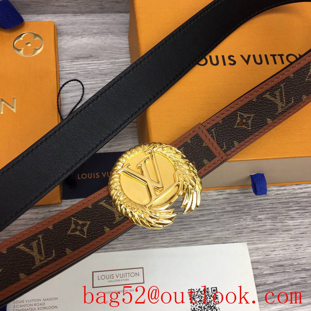 lv Louis Vuitton 30mm chain monogram reversible circle buckle belt M0386W