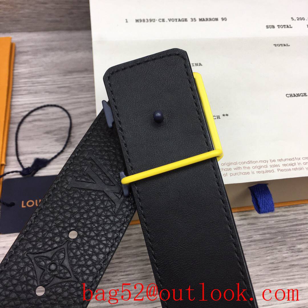 lv Louis Vuitton 40mm black togo leather tri-color buckle belt 2 colors