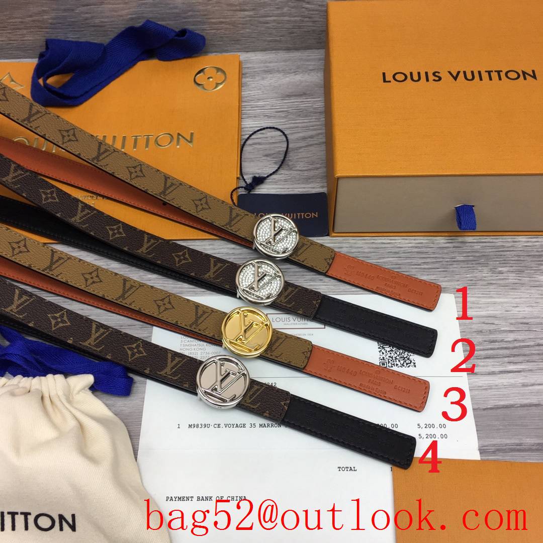 lv Louis Vuitton 20mm monogram leather circle buckle reversible belt 4 colors
