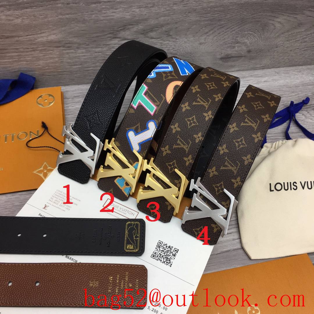 lv Louis Vuitton 40mm NBA leather shake buckle belt 4 colors
