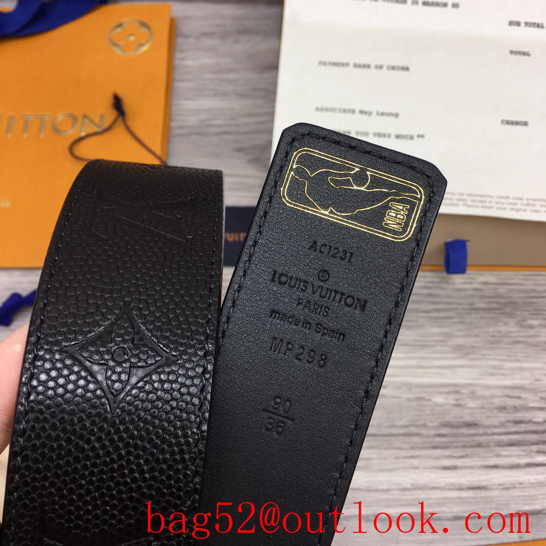 lv Louis Vuitton 40mm NBA leather shake buckle belt 4 colors