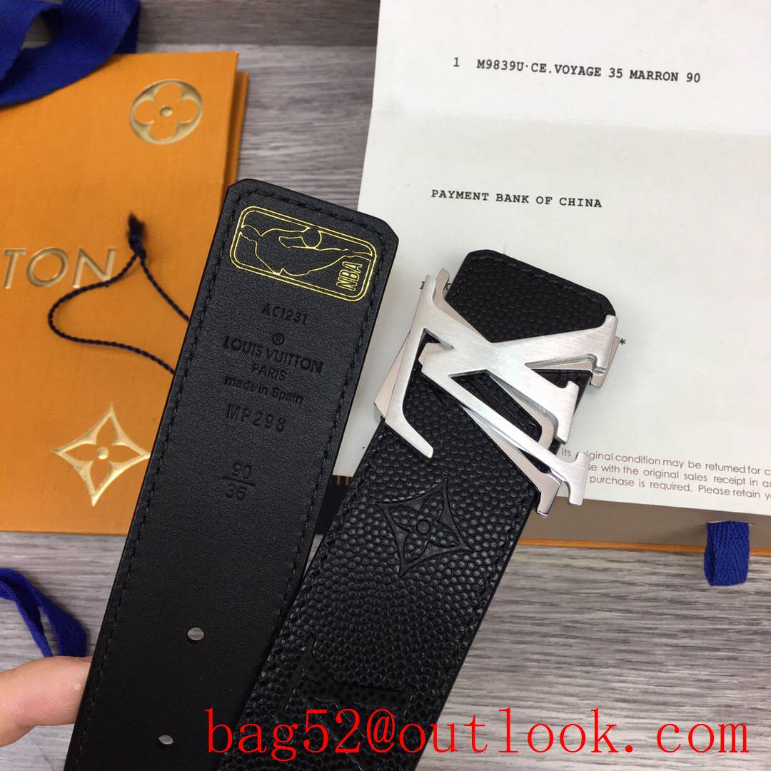 lv Louis Vuitton 40mm NBA leather shake buckle belt 4 colors