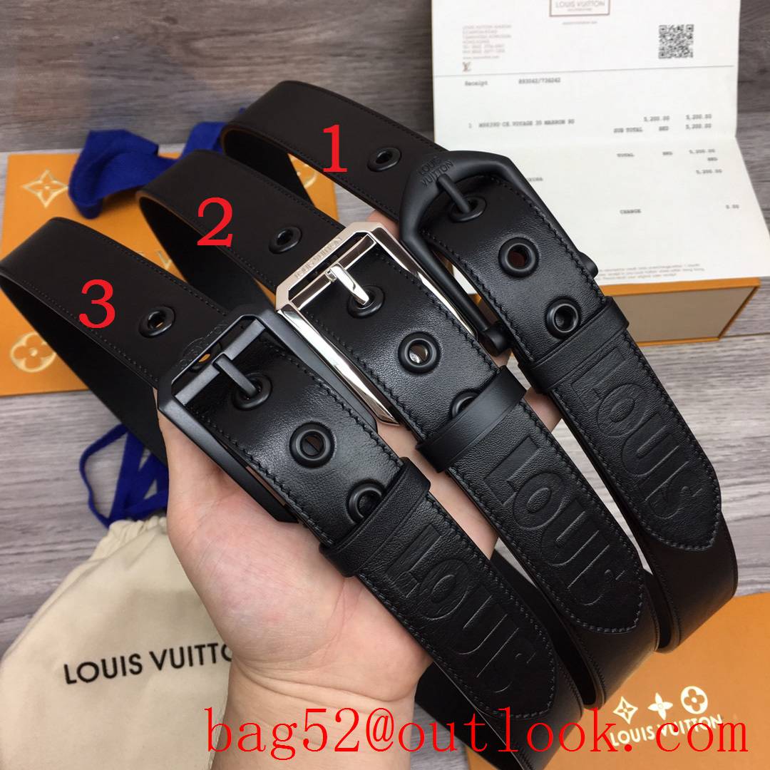lv Louis Vuitton 35mm smooth leather pin buckle belt 3 colors