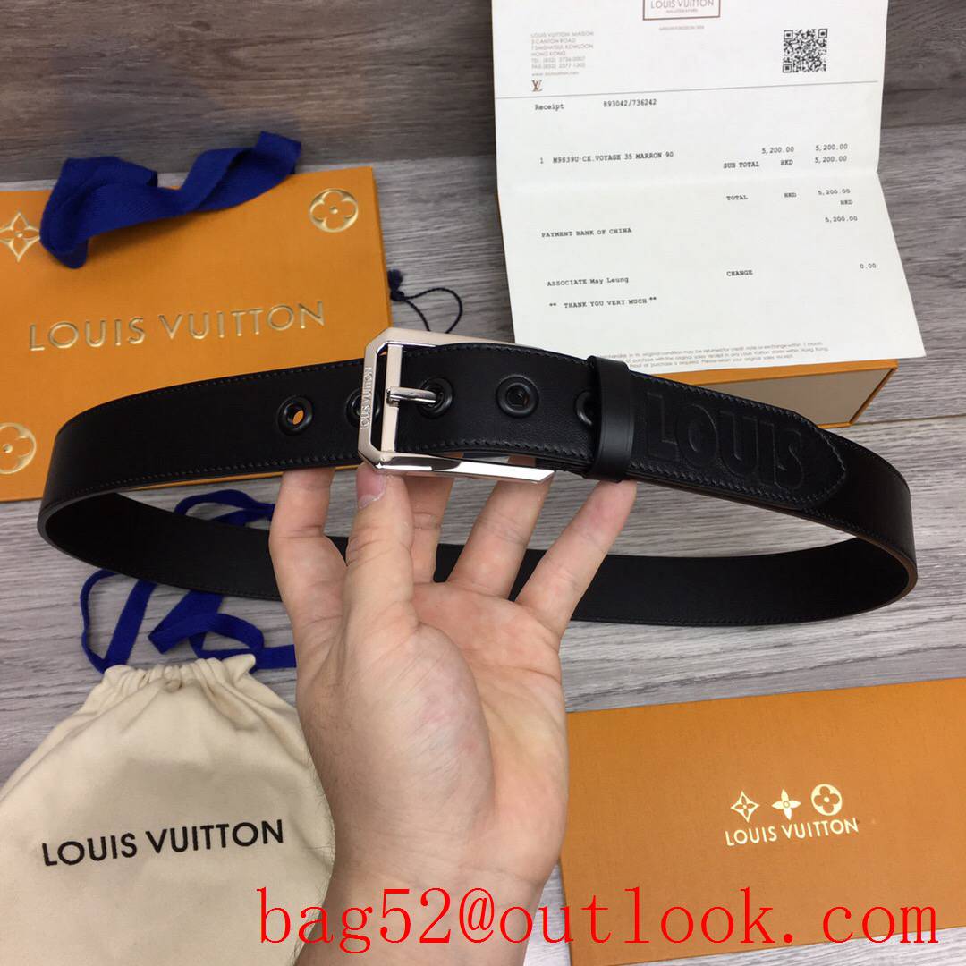 lv Louis Vuitton 35mm smooth leather pin buckle belt 3 colors